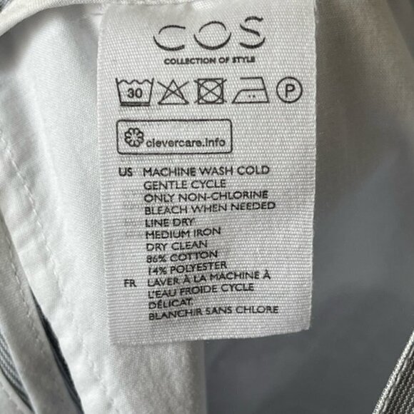 Cos Blue pleated cotton blend high rise lightweight trouser pants size 2 - Picture 7 of 11